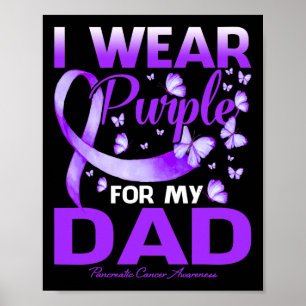 I Wear Purple For My Dad Pancreatic Cancer Awarene Poster