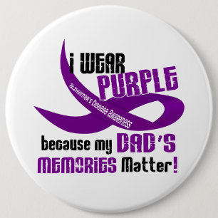 I Wear Purple For My Dad’s Memories 33DAD 6 Cm Round Badge