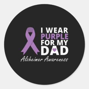 I Wear Purple For My Dad T Shirt Ribbon Family Lov Classic Round Sticker