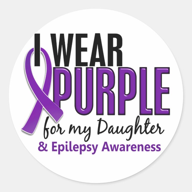 I Wear Purple For My Daughter 10 Epilepsy Classic Round Sticker (Front)
