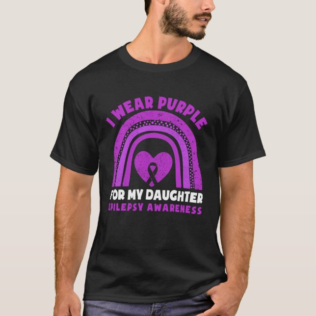I Wear Purple For My Daughter Epilepsy Awareness M T-Shirt (Front)