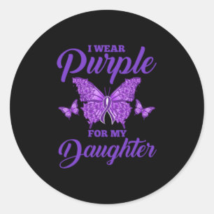 I Wear Purple For My Daughter for Epilepsy Warrior Classic Round Sticker