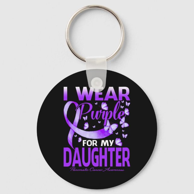I Wear Purple For My Daughter Pancreatic Cancer Aw Key Ring (Front)