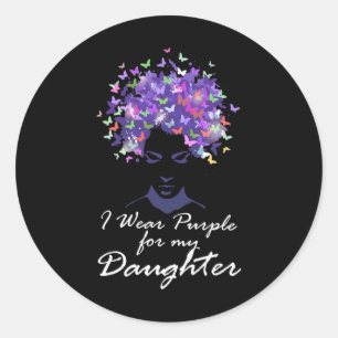 I Wear Purple For My Daughter Support Heimerheimer Classic Round Sticker