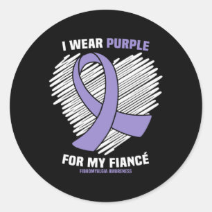 I Wear Purple For My Fiance Fibromyalgia Awareness Classic Round Sticker
