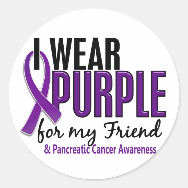 I Wear Purple For My Friend 10 Pancreatic Cancer Classic Round Sticker (Front)