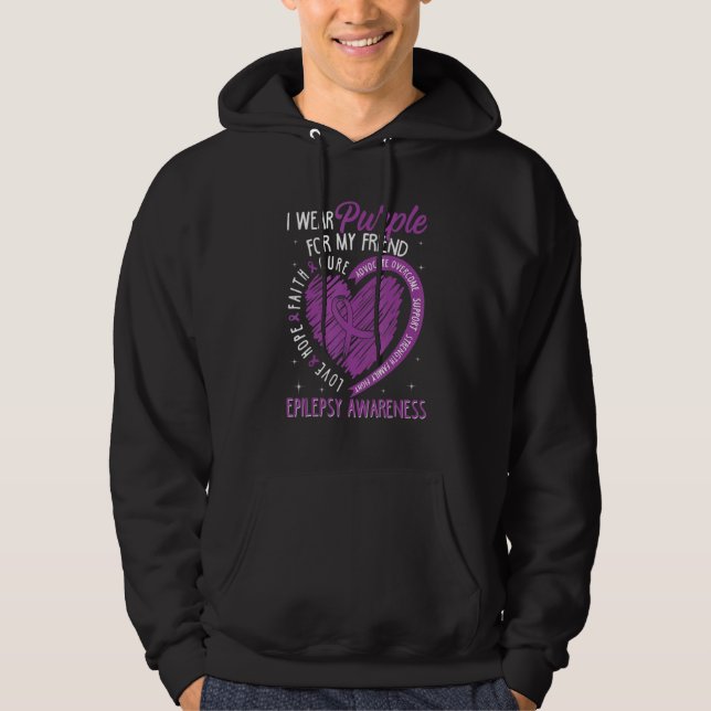 I Wear Purple For My Friend Epilepsy Awareness Kid Hoodie (Front)