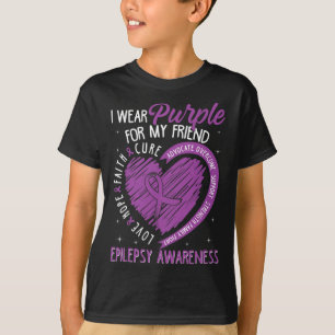 I Wear Purple For My Friend Epilepsy Awareness Kid T-Shirt