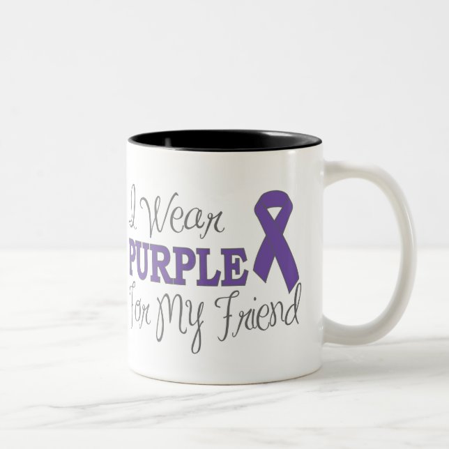 I Wear Purple For My Friend (Purple Ribbon) Two-Tone Coffee Mug (Right)