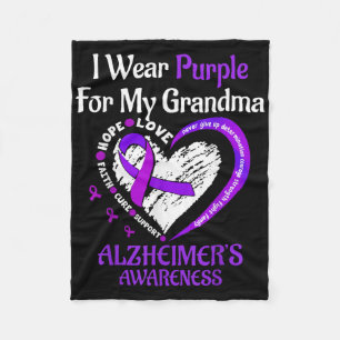 I Wear Purple For My Gandma Heimers Awareness Supp Fleece Blanket