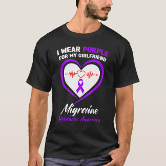 I Wear Purple For My Girlfriend Migraine Headache  T-Shirt