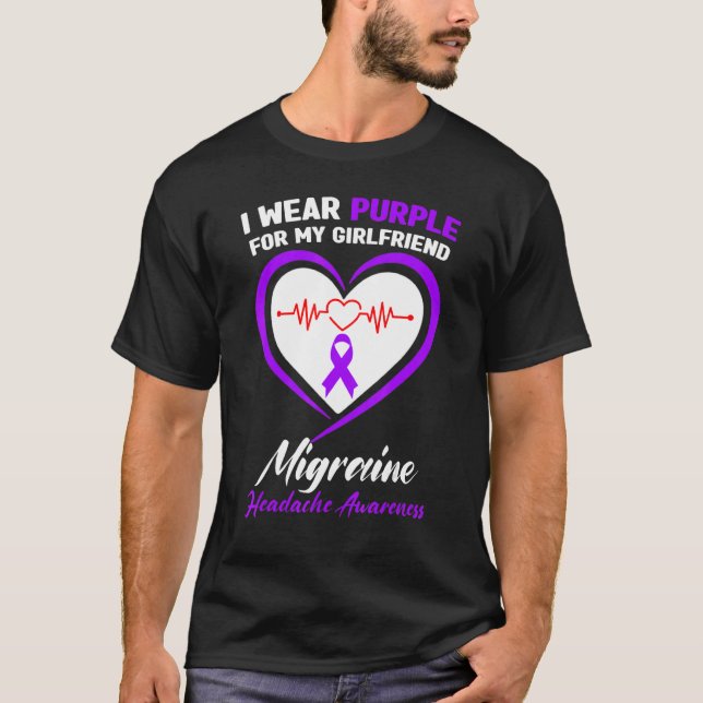 I Wear Purple For My Girlfriend Migraine Headache  T-Shirt (Front)