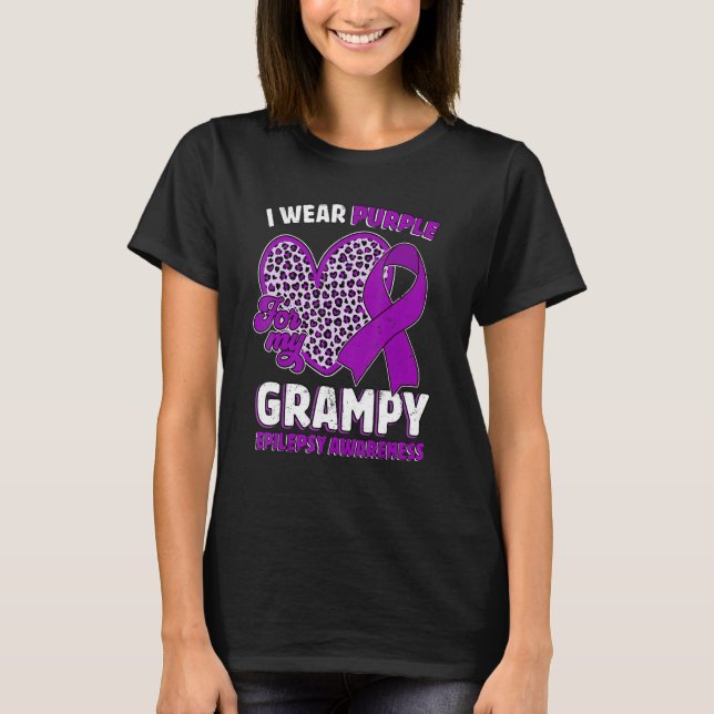 I Wear Purple For My Grampy Epilepsy Awareness Leo T-Shirt (Front)