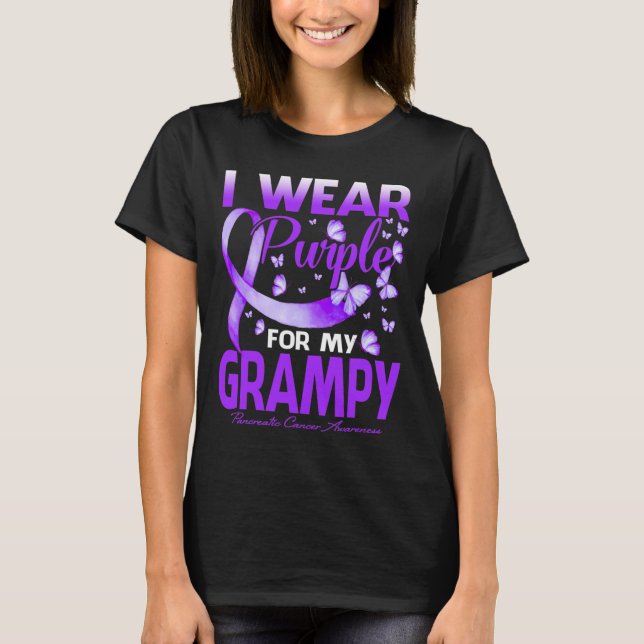 I Wear Purple For My Grampy Pancreatic Cancer Awar T-Shirt (Front)