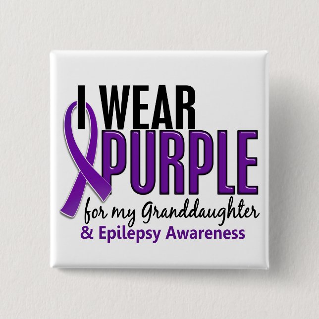 I Wear Purple For My Granddaughter 10 Epilepsy 15 Cm Square Badge (Front)