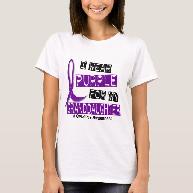 I Wear Purple For My Granddaughter 37 Epilepsy T-Shirt (Front)