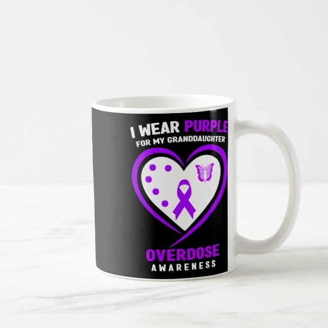 I Wear Purple For My Granddaughter Overdose Awaren Coffee Mug (Right)