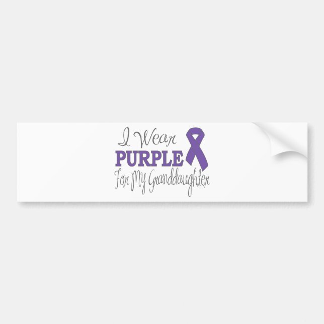 I Wear Purple For My Granddaughter (Purple Ribbon) Bumper Sticker (Front)