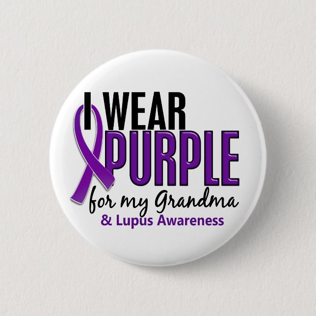 I Wear Purple For My Grandma 10 Lupus 6 Cm Round Badge (Front)