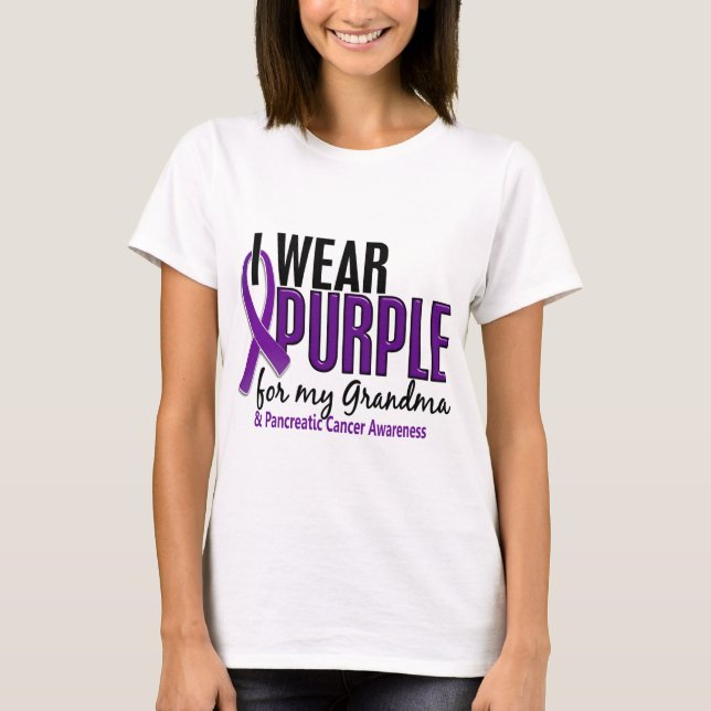 I Wear Purple For My Grandma 10 Pancreatic Cancer T-Shirt (Front)