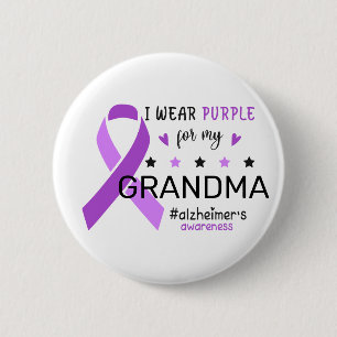 I Wear Purple For My Grandma Alzheimer Awareness 6 Cm Round Badge