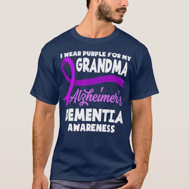 I Wear Purple For My Grandma Alzheimers Dementia T-Shirt (Front)