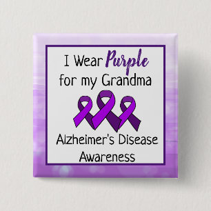 I Wear Purple for My Grandma Alzheimer's Disease 15 Cm Square Badge