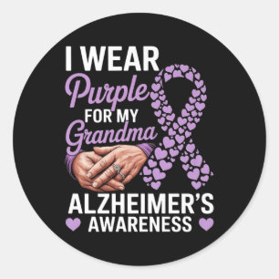 I Wear Purple For My Grandma Dementia Heimers Awar Classic Round Sticker