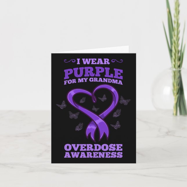 I Wear Purple For My Grandma Overdose Awareness  Card (Front)