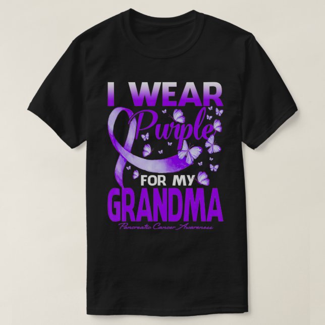 I Wear Purple For My Grandma Pancreatic Cancer Awa T-Shirt (Design Front)