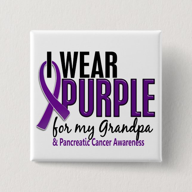 I Wear Purple For My Grandpa 10 Pancreatic Cancer 15 Cm Square Badge (Front)