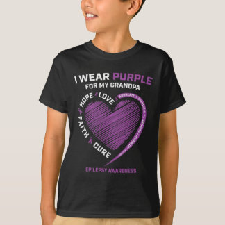 I Wear Purple For My Grandpa Epilepsy Awareness Ki T-Shirt