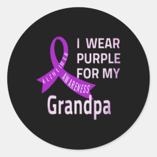 I Wear Purple For My Grandpa Heimerheimer Disease Classic Round Sticker