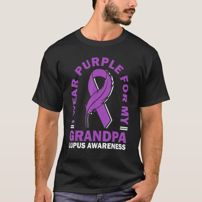 I Wear Purple For My Grandpa Lupus Awareness Warri T-Shirt (Front)