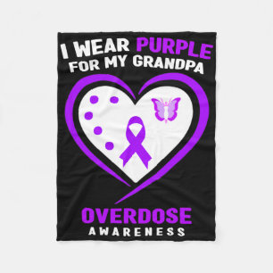 I Wear Purple For My Grandpa Overdose Awareness Fleece Blanket