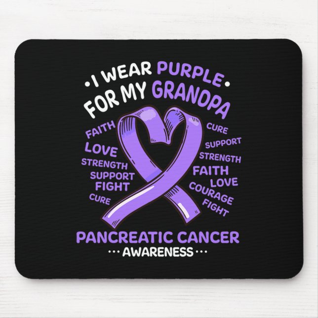 I Wear Purple For My Grandpa Pancreatic Cancer Awa Mouse Mat (Front)