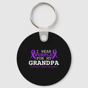 I Wear Purple for My Grandpa Tee Pancreatic Cancer Key Ring