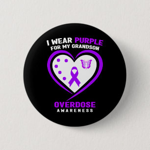 I Wear Purple For My Grandson Overdose Awareness 6 Cm Round Badge