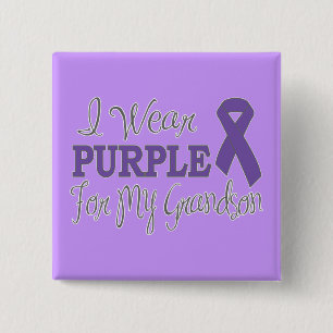 I Wear Purple For My Grandson (Purple Ribbon) 15 Cm Square Badge