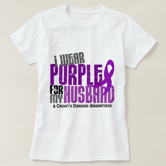I Wear Purple For My Husband 6 Crohn’s Disease T-Shirt (Design Front)