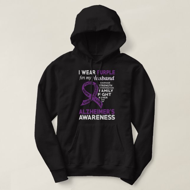 I Wear Purple For My Husband Alzheimer'S Awareness Hoodie (Design Front)
