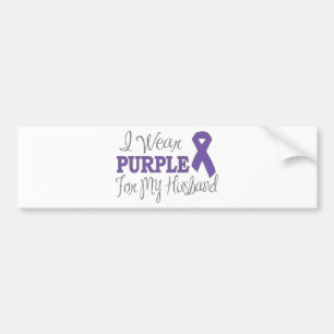 I Wear Purple For My Husband (Purple Ribbon) Bumper Sticker