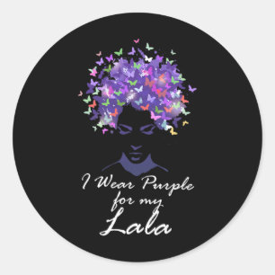 I Wear Purple For My Lala Mum Support Heimerheimer Classic Round Sticker