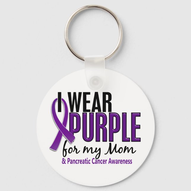 I Wear Purple For My Mum 10 Pancreatic Cancer Key Ring (Front)