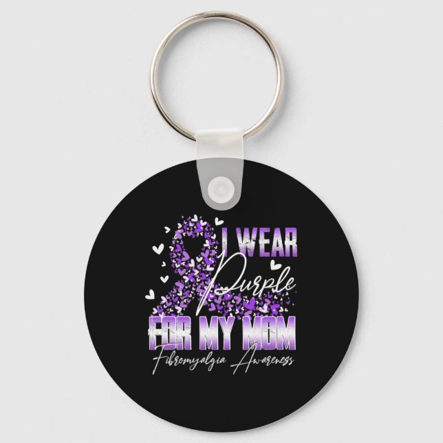I Wear Purple For My Mum Fibromyalgia Awareness Ri Key Ring (Front)