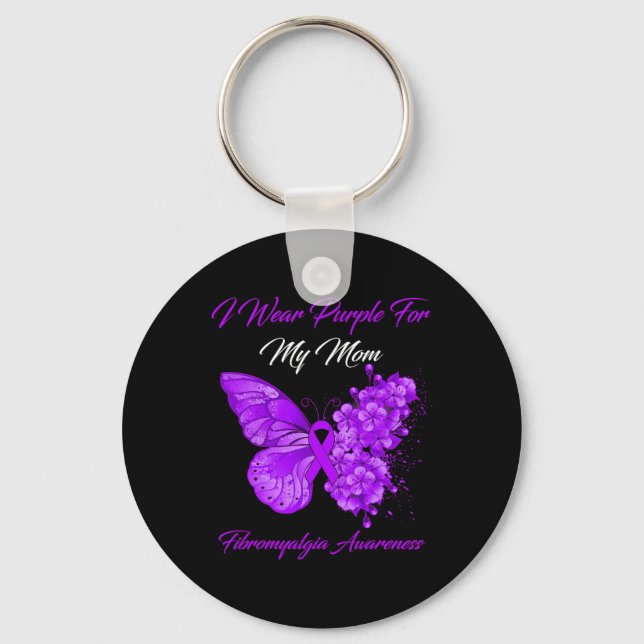 I Wear Purple For My Mum Fibromyalgia Warrior  Key Ring (Front)