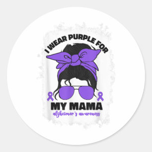 I Wear Purple For My Mum Mama Heimers Awareness He Classic Round Sticker
