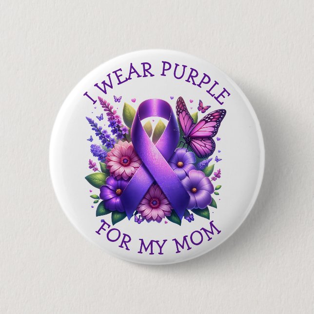 I Wear Purple for my Mum | Pancreatic Cancer 6 Cm Round Badge (Front)