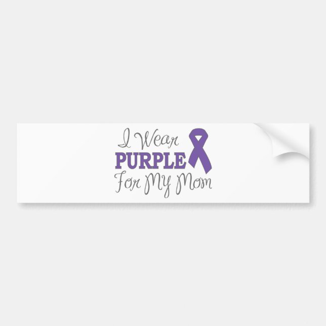 I Wear Purple For My Mum (Purple Ribbon) Bumper Sticker (Front)
