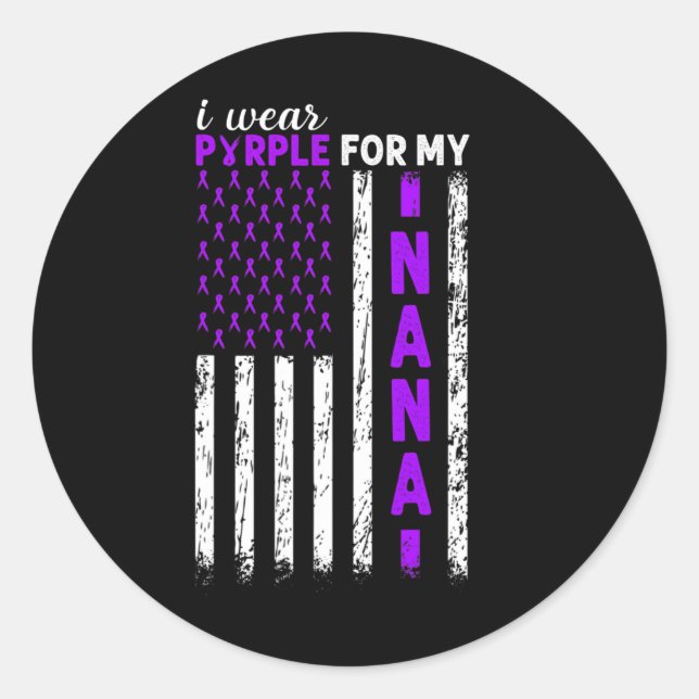 I Wear Purple For My Nana Pancreatic Cancer Usa Fl Classic Round Sticker (Front)